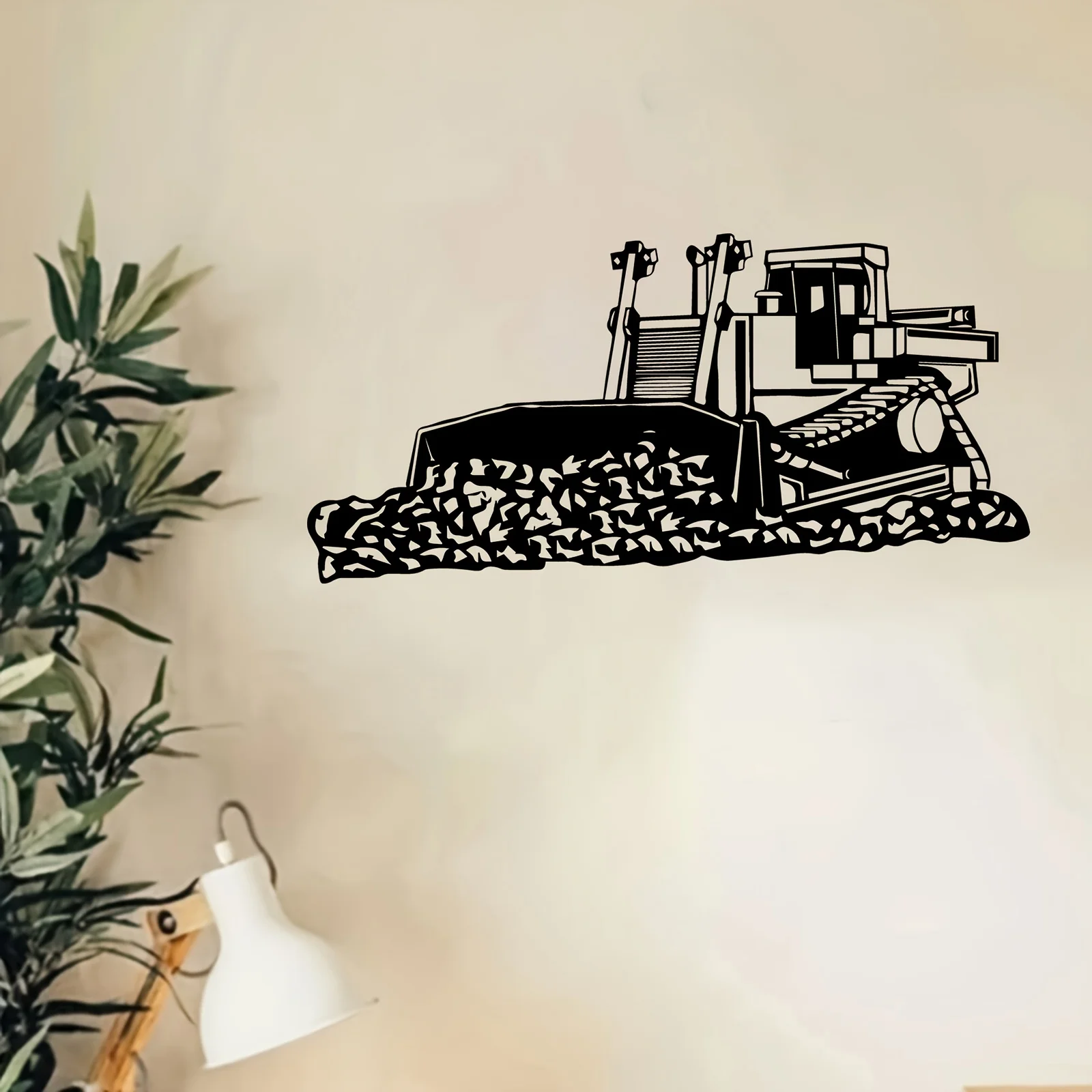 Brand Bulldozer Metal Wall Art Rust-Resistant Construction Decor Sculpture For Garage Garden Fence Dynamic Mural Gift