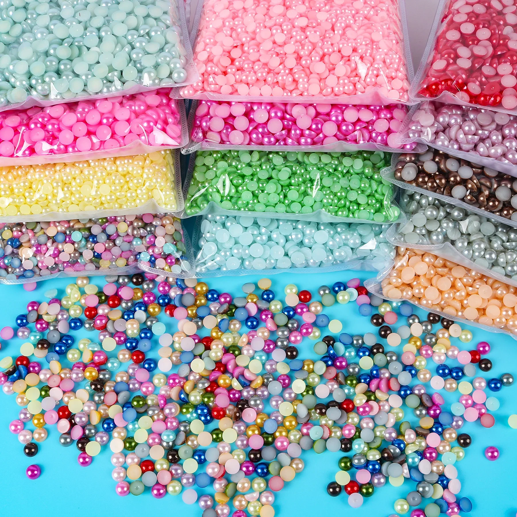 Wholesale Big Bag Flat Back Half Round ABS Beads Imitation Pearl Flatback Beads For DIY Nail Decoration Jewelry Making