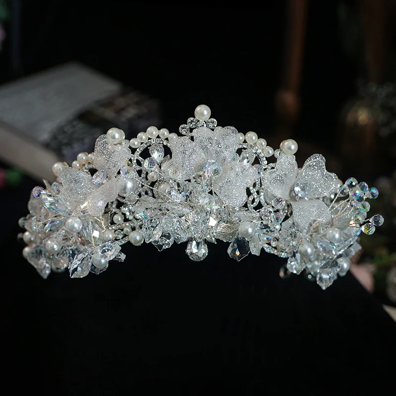 تاج الزفاف غطاء الرأس الكورية موري نمط أنيق فاخر فستان الزفاف اكسسوارات الإناث 18 عيد ميلاد الكبار الاحتفال التاج