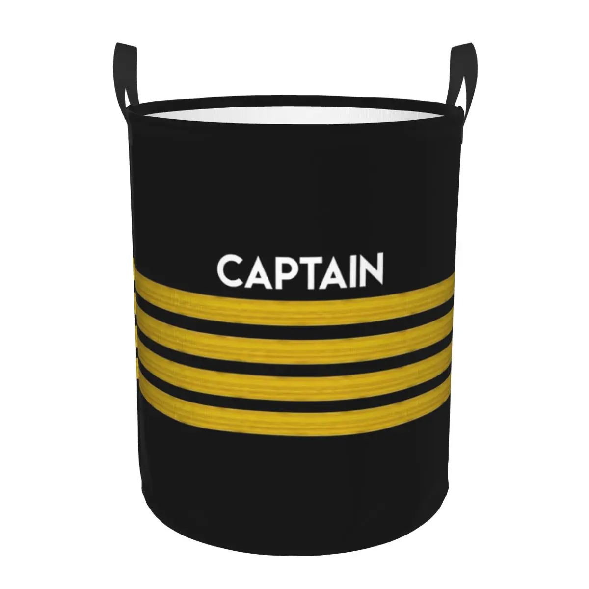 Captain Stripes Epaulettes Laundry Basket Foldable Aviation Airplane Pilot Clothes Toy Hamper Storage Bin for Kids Nursery