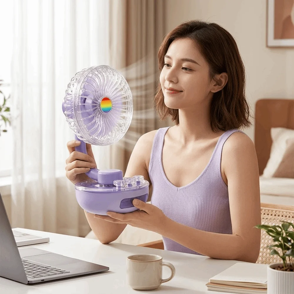 

Compact Design Transparent Desktop Fan Lightweight Built-in Rechargeable Rechargeable Mini Table Fan Soft Natural Wind