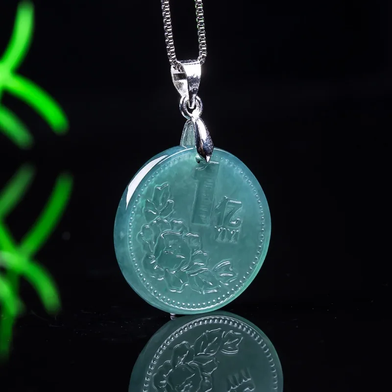 Original natural for men women, fashionable pendant with inlay, blue water ice type jewelry and jade item 2