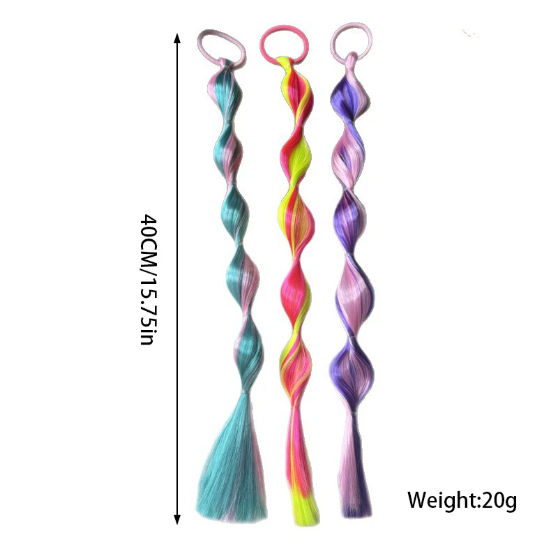 2026 New Kids Spiral Twist Wig Strand hair tie Long Tassel Tail Elastic Hair Band Girls Hip Hop Party Halloween Hair Accessories