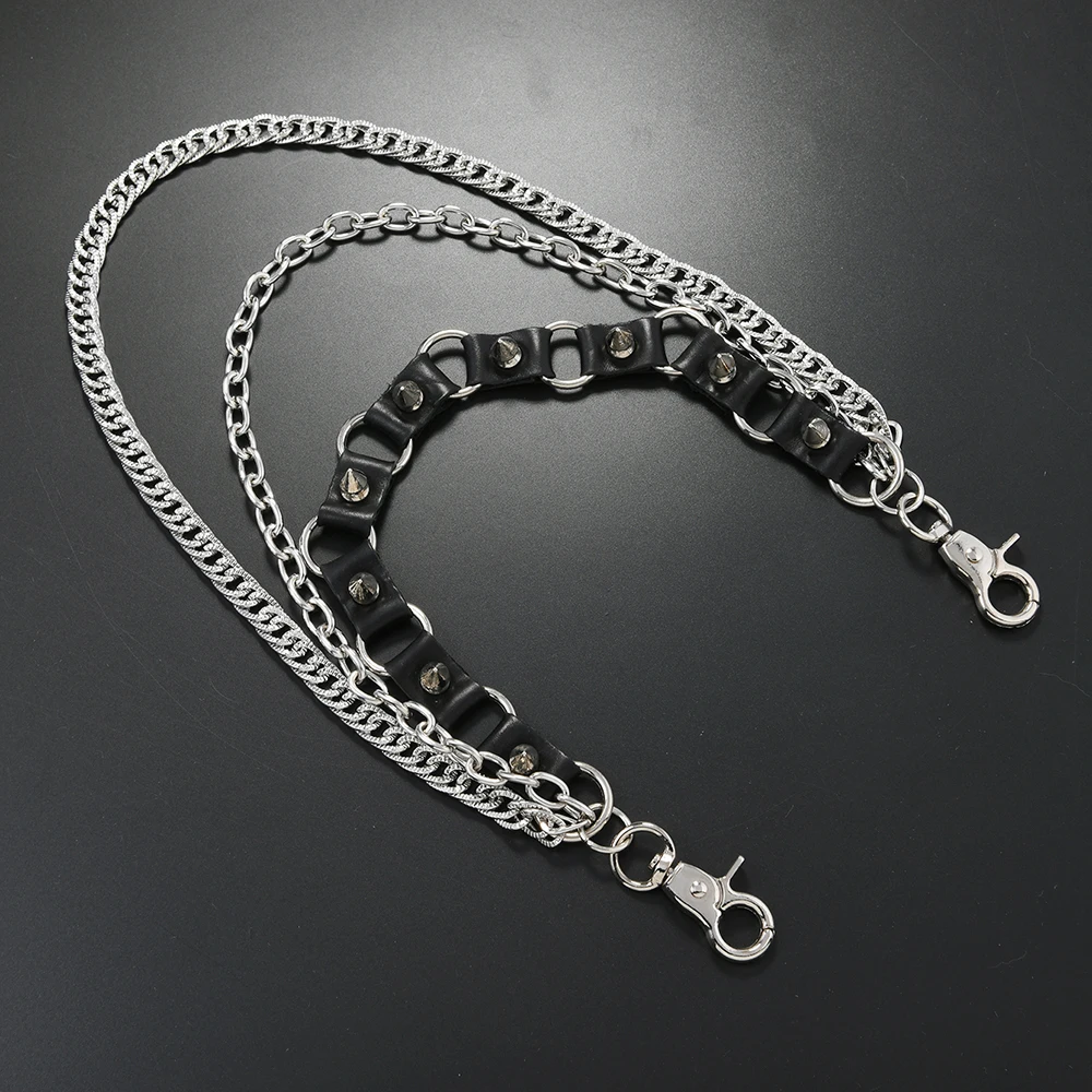 Punk style multi-layer spiky jeans chain Hip hop hip hop waist chain