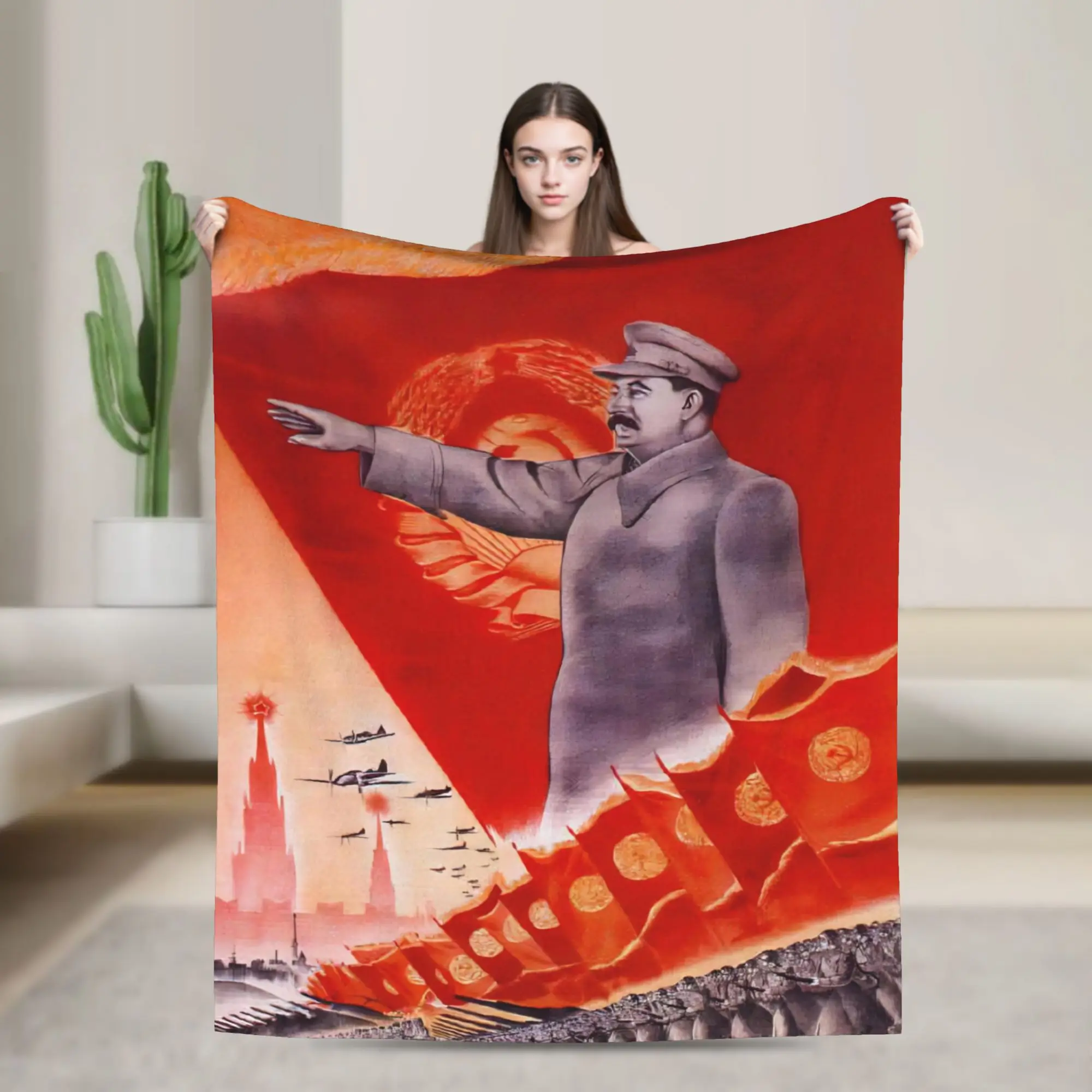 Lenin Joseph Stalin Throw Blanket for Couch  Soft Cozy Plush Blanket 50x60 Inch Multi-size Bedspread for All Seasons