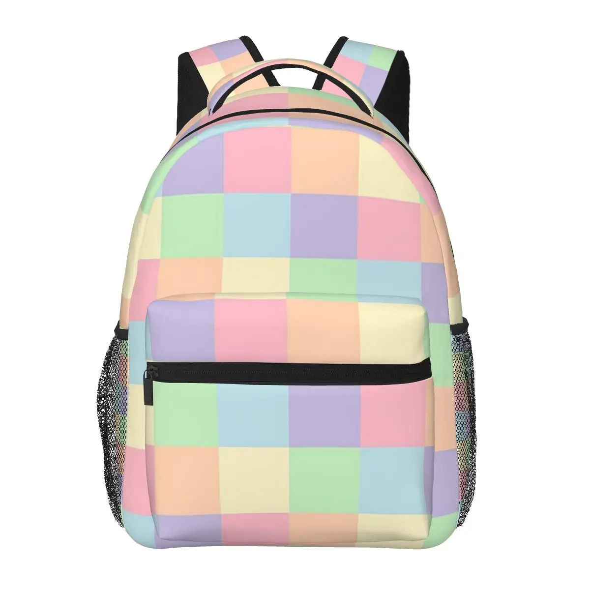 

Unicorn Pastel Rainbow Checkerboard Pattern Backpacks Boys Girls Bookbag Students School Bags Cartoon Rucksack Shoulder Bag