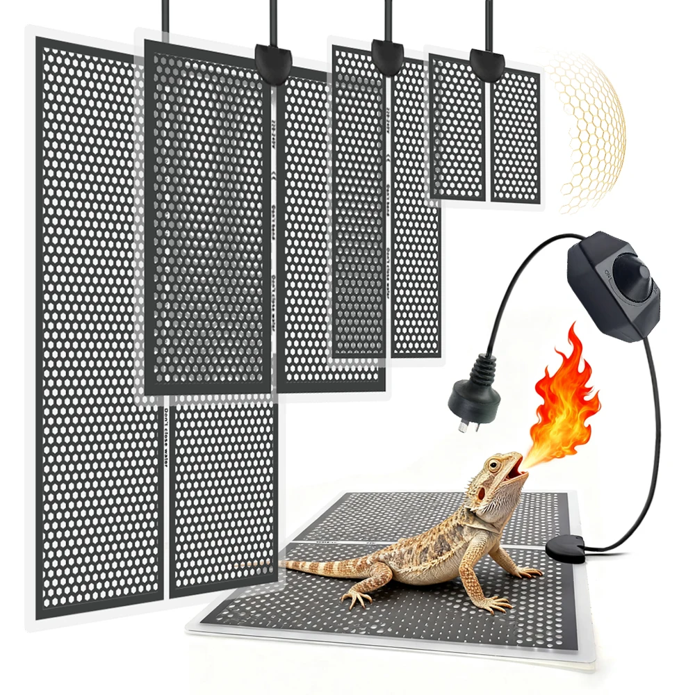 20-5W Seedlings Heating Pad Reptile Heat Mats with Temperature Adjustment Waterproof Under Tank Pad for Tortoise Snakes Lizard