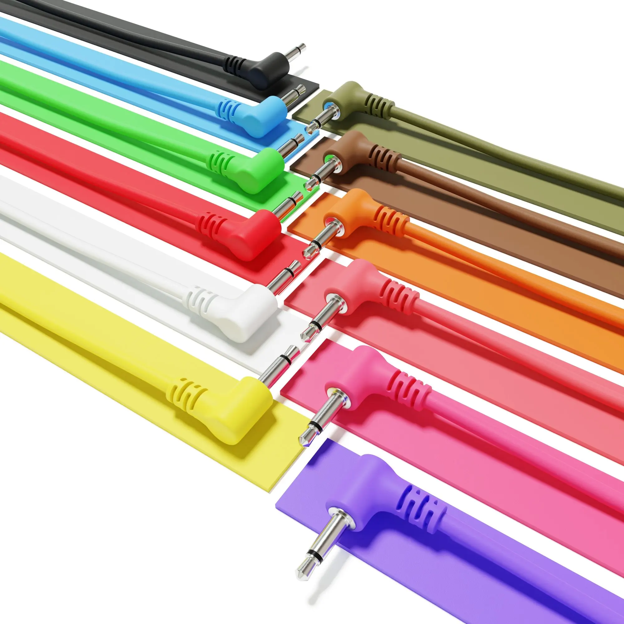ExcelValley - 1 Piece TS 3.5mm 1/8“ Right Angle Mono Modular Patch Cable - 120~200cm Multi Color Choice for Eurorack Synth