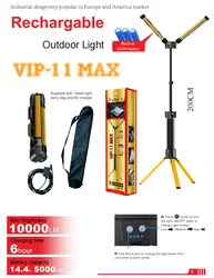 Toby's 2024 Newest hot sale tripod 2-leaf LED rechargeable portable customized high brightness 10000 lumens with stand worklight