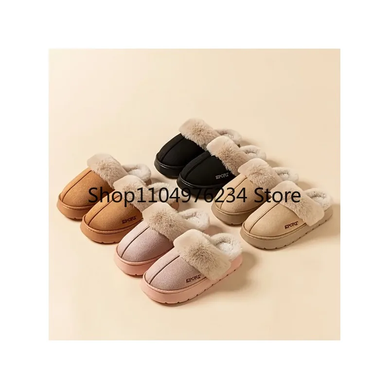 شبشب منزل نسائي شتوي مبطن بالقطيفة للاستخدام الداخلي والخارجي مع تصميم مريح للزوجين للنساء والرجال