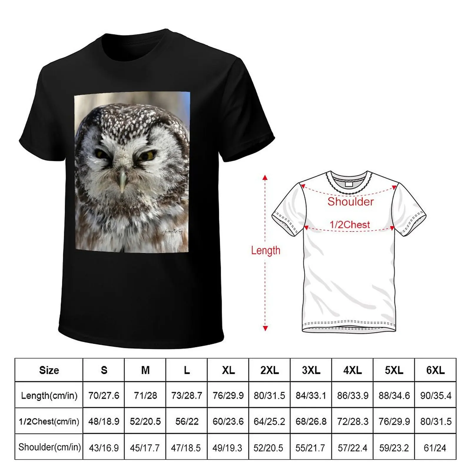 Boreal owl close up T-Shirt Odor Resistant Short Sleeve Top