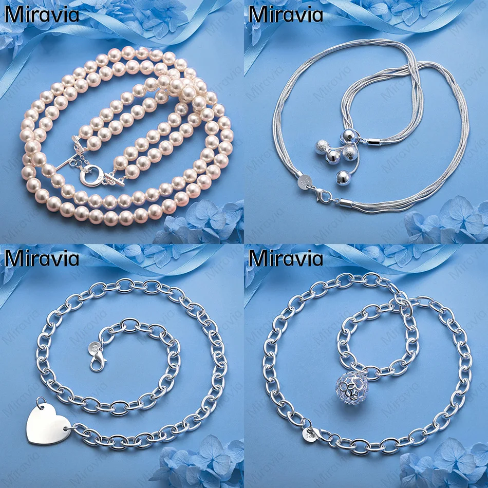 

Miravia 925 Sterling Silver Five-Bead Necklace Fashionable Commuter Personality Women'S Gift Jewelry