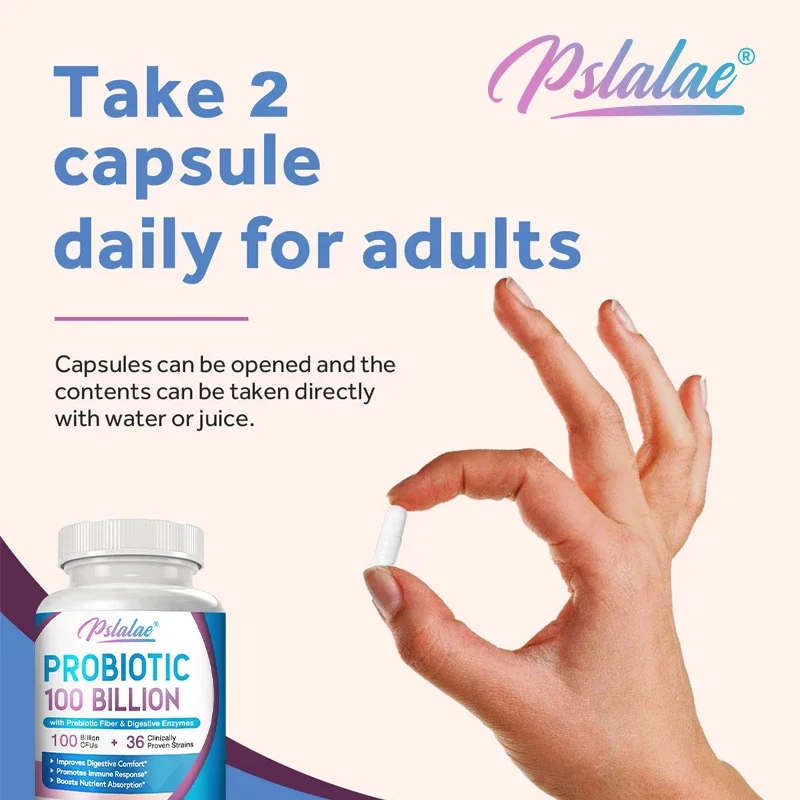 Premium Probiotic, 100 Billion CFU, with Organic Prebiotic Fiber and Enzymes To Support Digestive and Immune Health