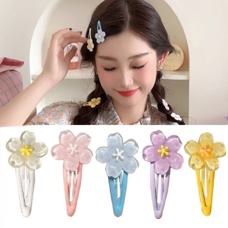 Y2K ด้านข้าง Bangs คลิปอุปกรณ์เสริมผม Sweet Jelly Cherry Blossom ผมคลิป Headwear น่ารักสาว BB คลิปดอกไม้สด Hairpins