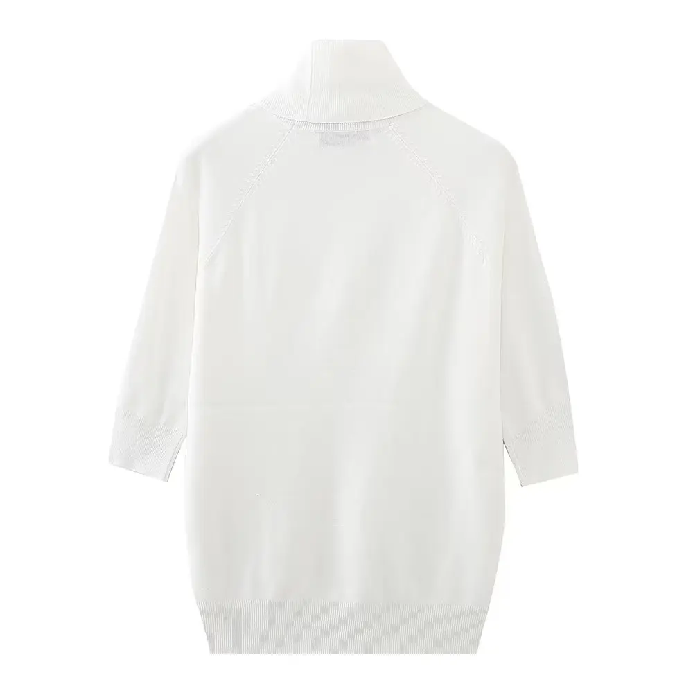 Withered Fashion Office Ladies Casual Solid Color Basic Knitted Tops Turtleneck Autumn And Winter Sweaters Women