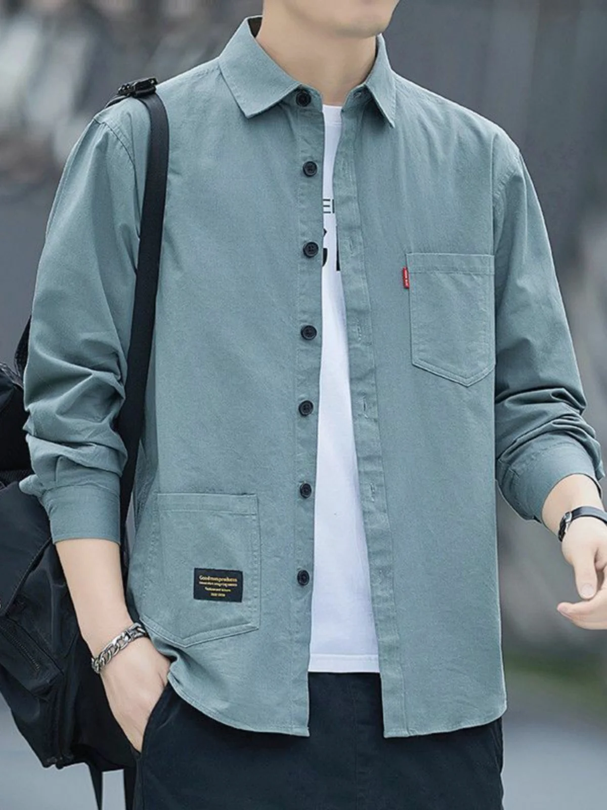 

New 2024 Men's Casual Loose Fit Long Sve irt Workwear Sle Spring Autumn Outerwear Trendy Top Quali Comfortable irt