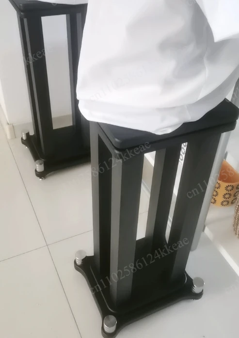 Weighted Double-Deck Speaker Tripod, Surround Sound Stand with Isolated Metal/Wood Dampening & Satellite Speaker Holder