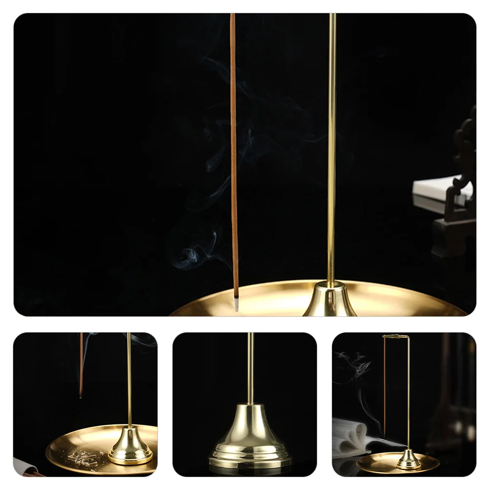 

1 set Incense Burner Holder For Sticks Upside Down Hanging Desktop Censer Decor Metal Ash Tray Portable Home Bar