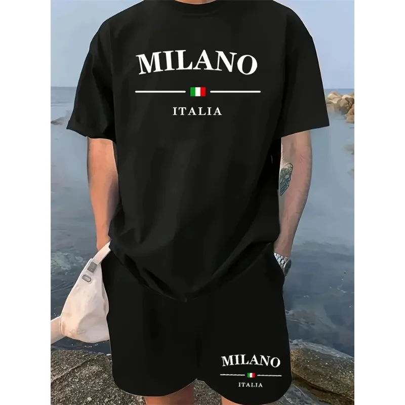 2025 New 3D Printed Hip Hop Printed Summer Short Sleeve Shorts Set, Round Neck T-shirt Casual Fashion 2-piece Set