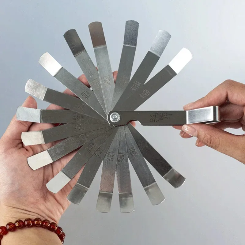 16 Blades Metric Feeler Gauge 0.05-1.0mm Curved Valve Offset Meansurement Tool for Spark Plug Gap Valve Tappets