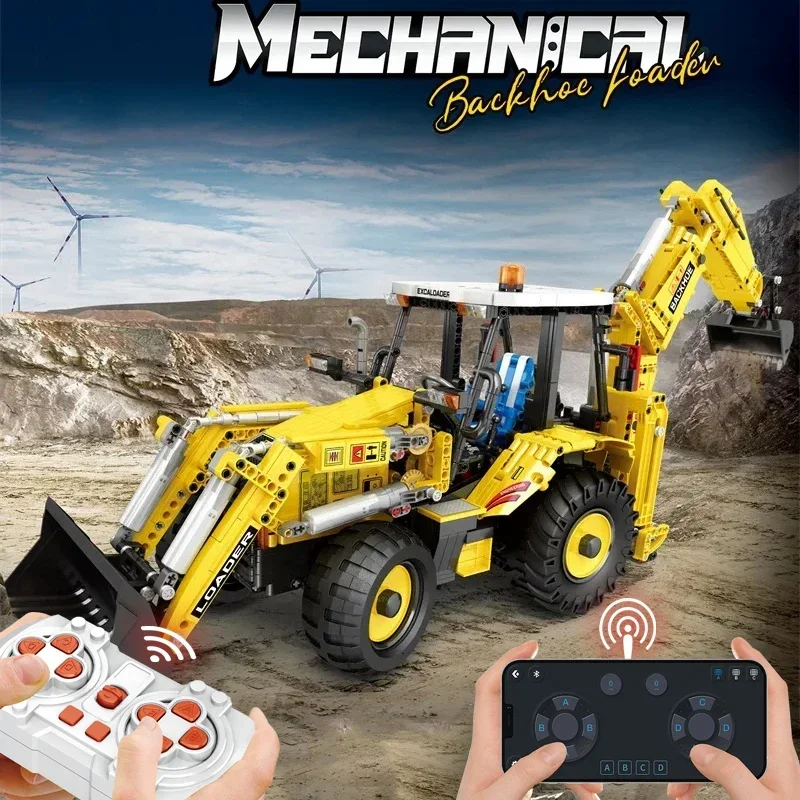 

2466PCS Remote Control Backhoe Loader Building Blocks City Engineering Vehicle RC Truck Model Bricks Kids Toys Holiday Gifts