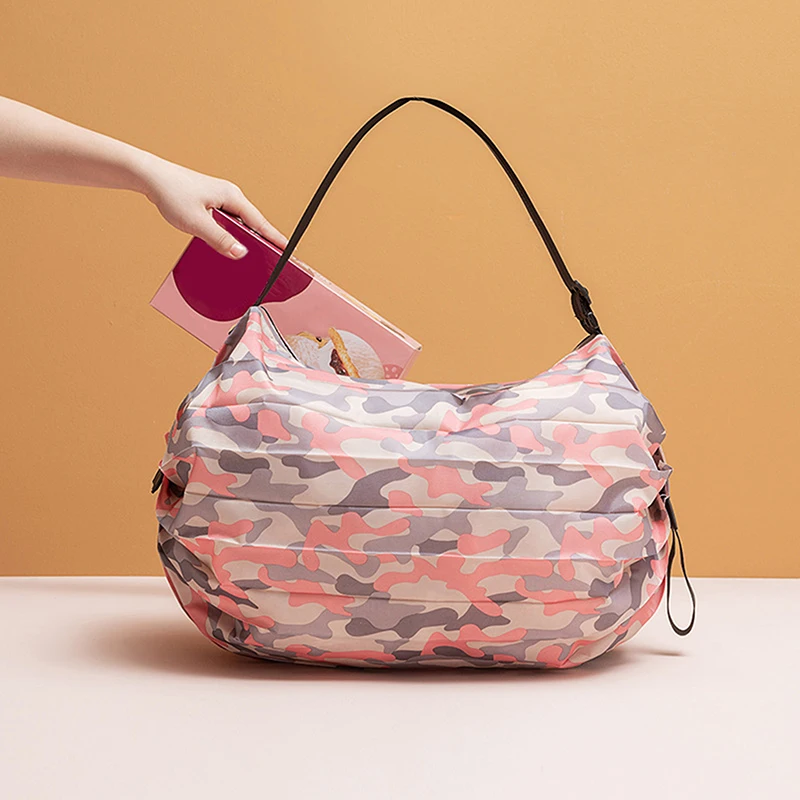 1 Stück faltbare Einkaufstaschen, faltbare Aufbewahrungstasche mit Griff, tragbare Reise-Tarnhandtaschen, große Kapazität, Nylontasche – Detail 27
