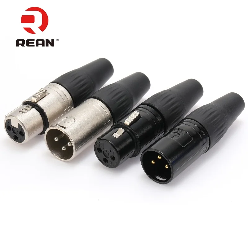 1Pcs REAN Yongsheng NEUTRIK male and female plug YS136N/164/165/177-BG audio balance XLR microphone cable fever HIFI