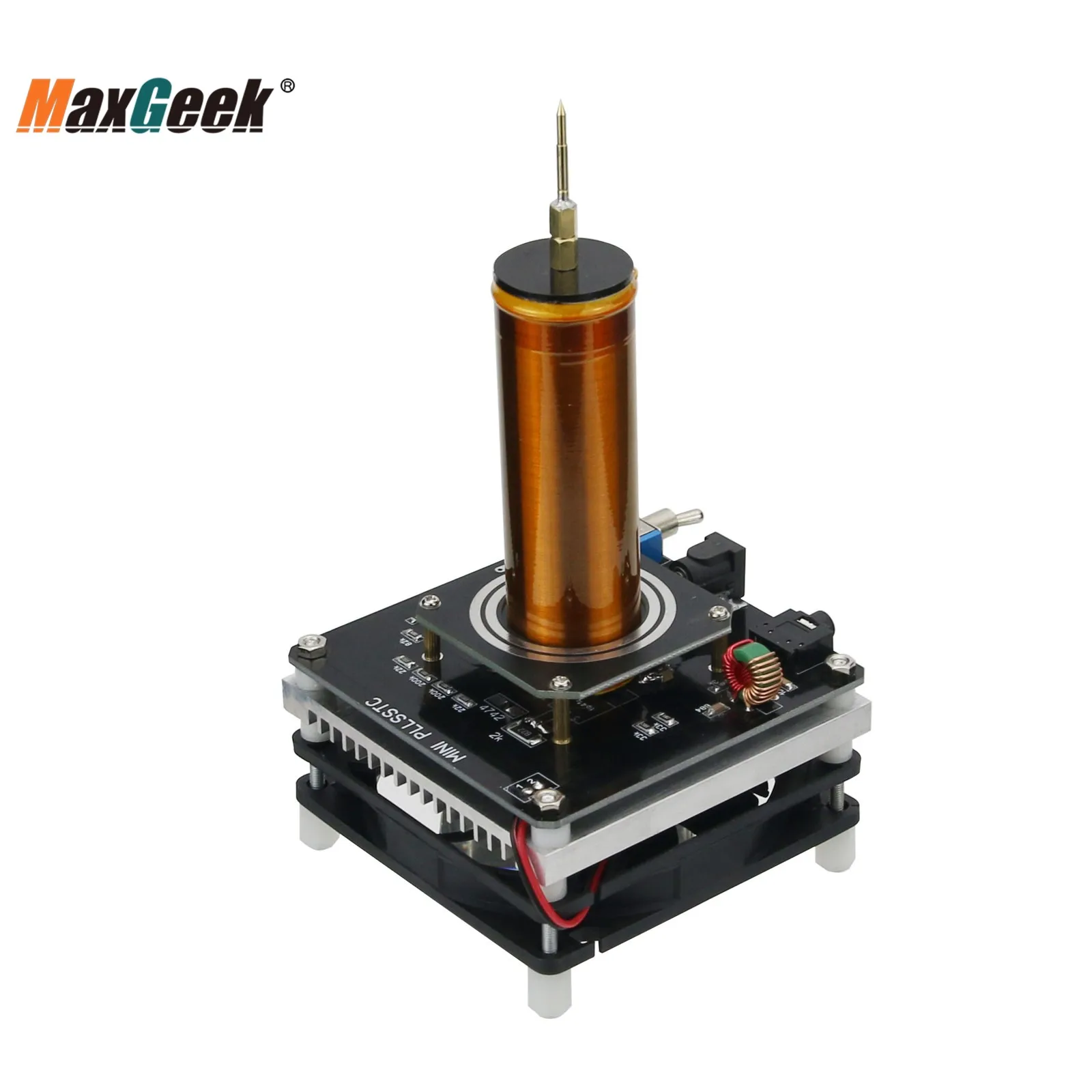 Maxgeek DIY Mini Tesla Coil Music 3.5MM Audio Input Support Cellphone Play Music 24V Fan Quiet Operation