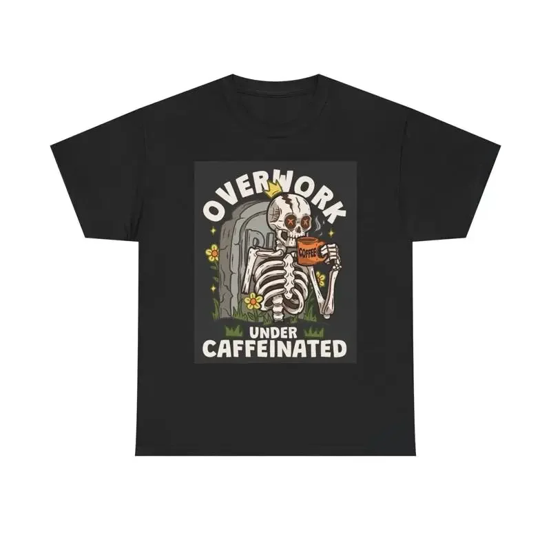 Under Caffeinated T Shirt Vintage Funny Retro Heavy Cotton