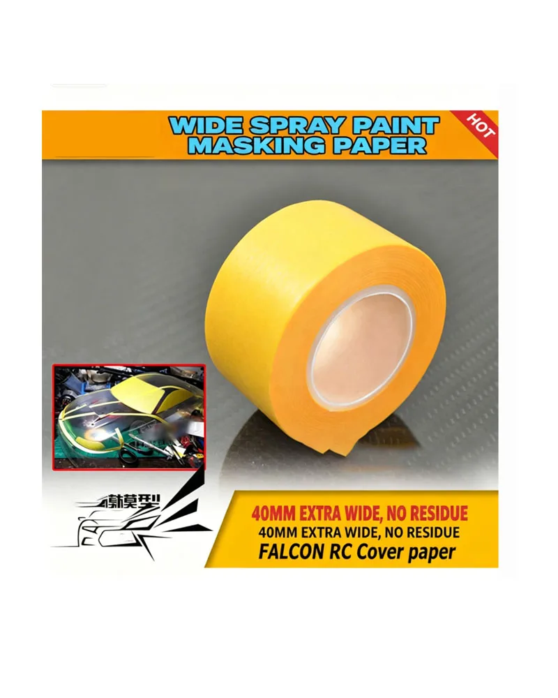 40MM Ultra-Wide RC Body Spray Masking Tape, PVC Clear Body Color Separation Tape for Tamiya Spray Paint, No Residue RC Car Shell