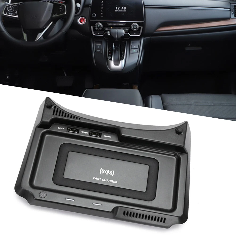 Car Front Centre Console Wireless Charging Phone Fast Charger Pad For Honda CRV CR-V 2017 2018 2019 Car Accessories LHD ONLY