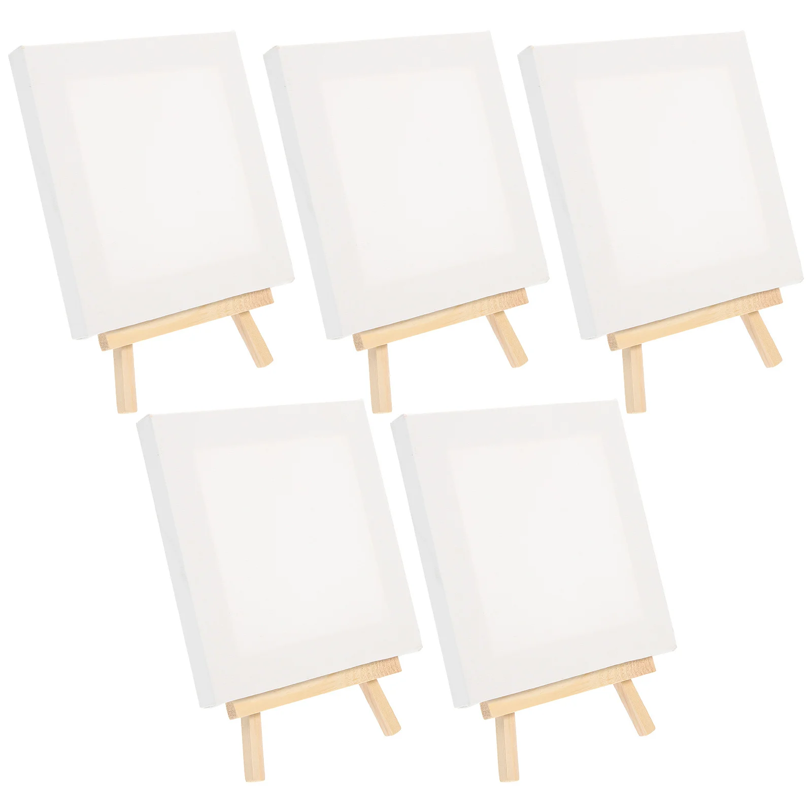5Sets Mini Canvas Easel Small Wooden Easel Stand for DIY Painting Craft Project Supplies Mini Canvas Canvases for Painting