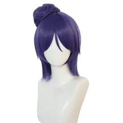 Synthetic 14 inches Straight Purple Wig Medium Length with Bangs Cosplay Wig for Women Halloween Anime Show Anime Cosplay Party