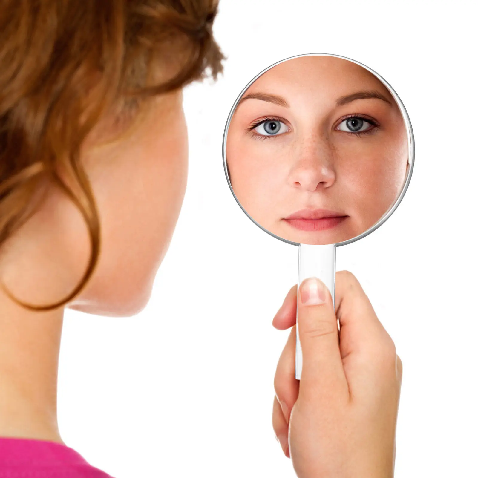 

1Pcs Acrylic Makeup Mirror Desktop Dual Sided Detachable Cosmetics Mirror Stable Base Portable Clear Reflection for Home Use