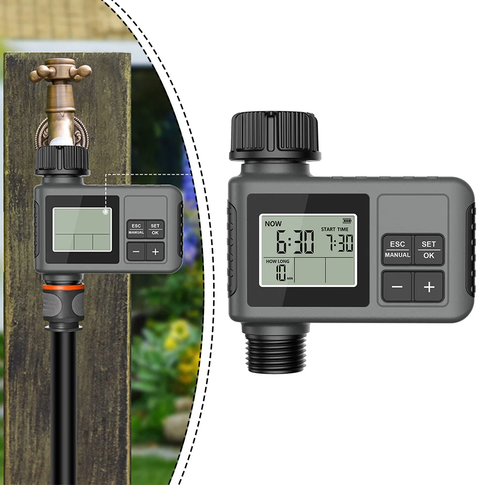 

Irrigation Timer with Customizable Scheduling Rain Delay Mode and Manual Watering Option for Garden and Lawn Sprinkler Systems