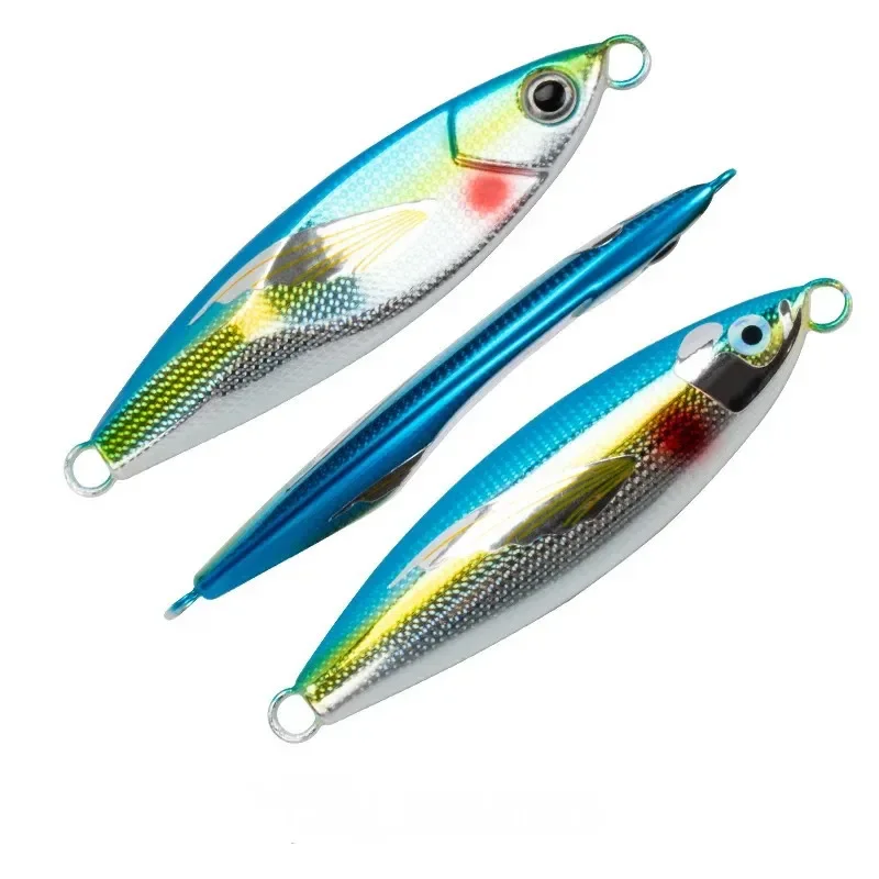 1PCS New Metal Micro Slow Sink Quality Metal Jigging Fishing Lure Dubstep With Wing Skin Tuna Bass Spoon Jig Sea Boat Lure 120g