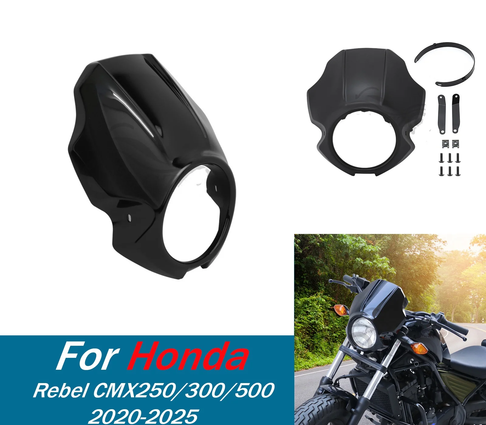 

Для Rebel 250 300 500 1100 защита фар обтекатель лобового стекла маска протектор для Honda Rebel CMX 300 CMX 500 CMX 1100 2021-20
