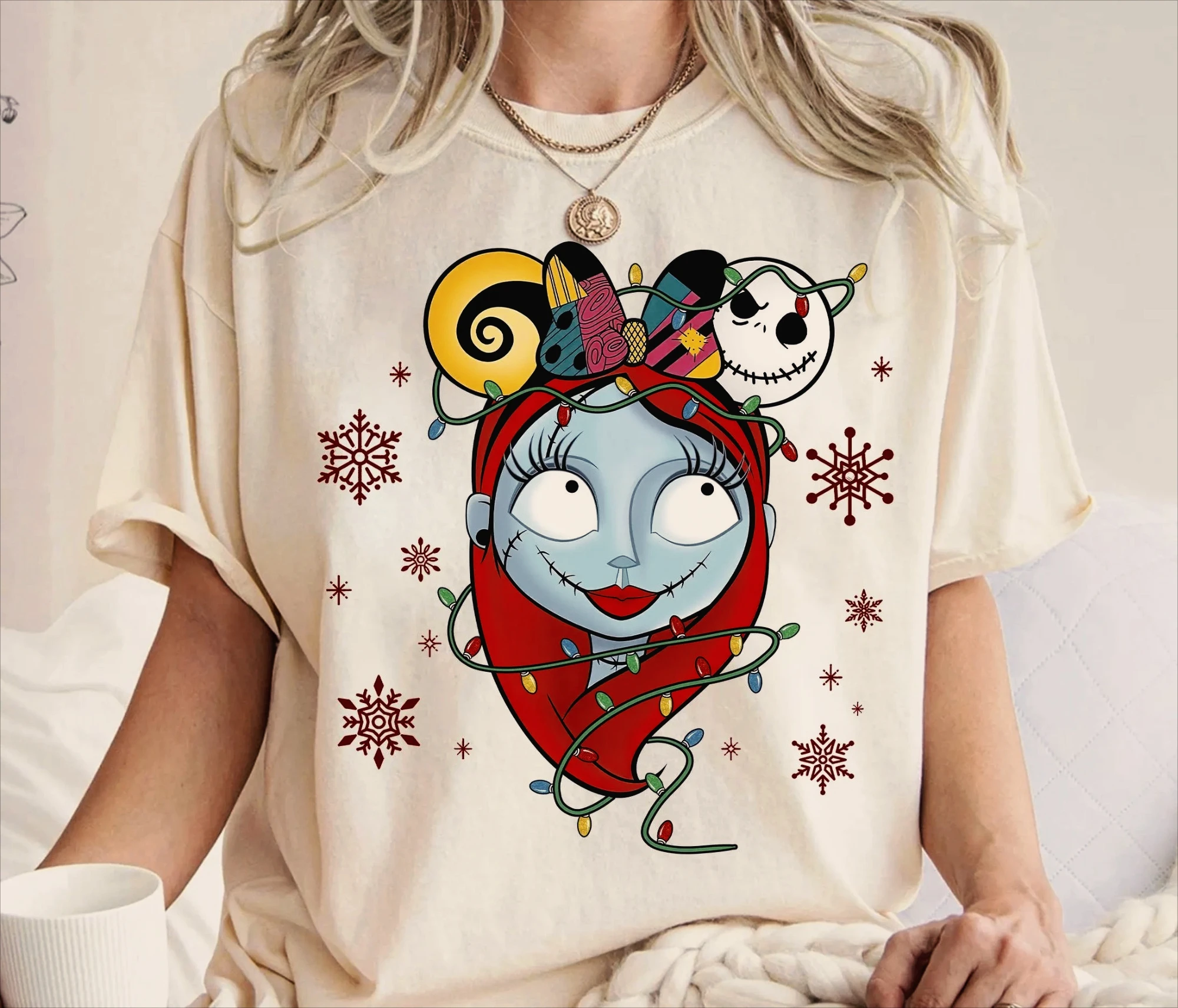 

Disney Nightmare Before Christmas Print T-shirt Women's Short Sleeve Boys Clothes Family Parent-Child Outfit Kids Clothes Girls