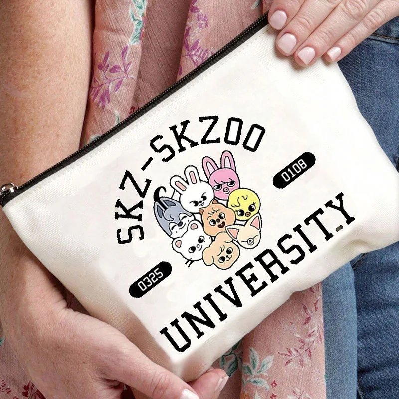 

SKZOO Printed Cosmetic Bag Travel Cosmetics Portable Storage Bag Women's Hand Holding Zipper Toiletry Bag Fan Gifts