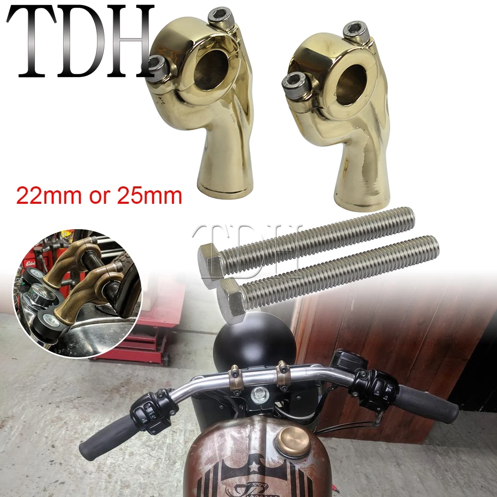 

Old School Solid Brass 22mm/25mm Handlebar Riser For 7/8" or 1" Vintage Handlebar Clamp For Harley Dyna Sportster Bobber Chopper