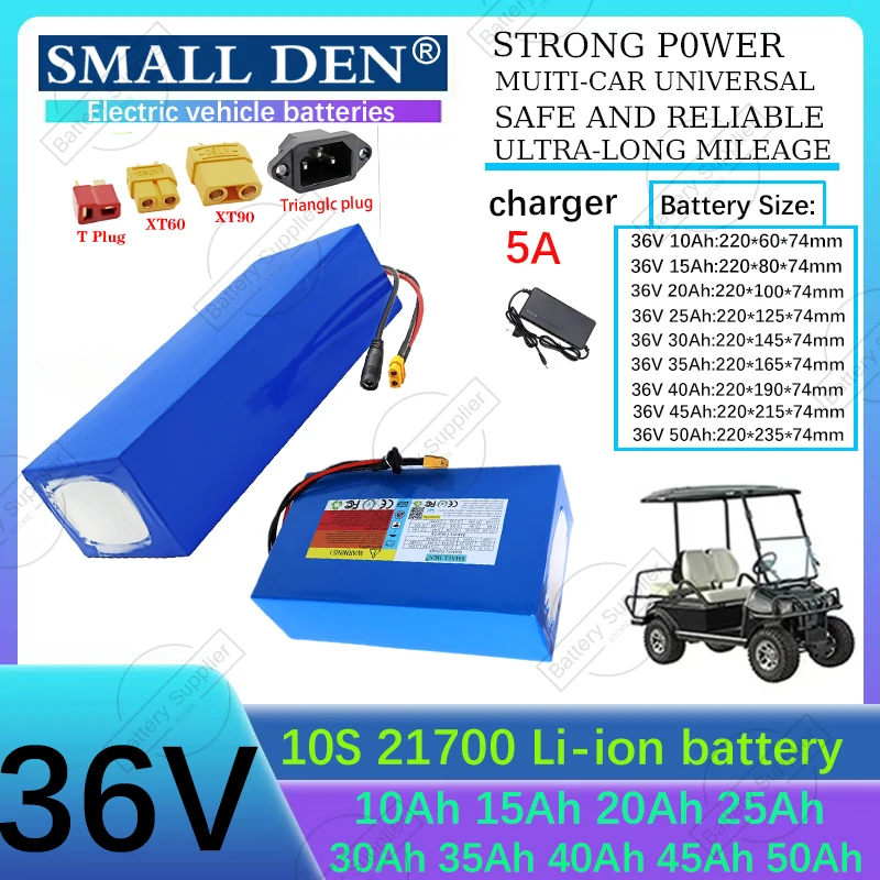36V 40Ah 30Ah 20Ah 10Ah 50Ah 15Ah 25Ah 35Ah 45Ah 21700 Li-Ionen-Akku 1500W High Power Geeignet für Elektrowerkzeuge + 5A Ladegerät