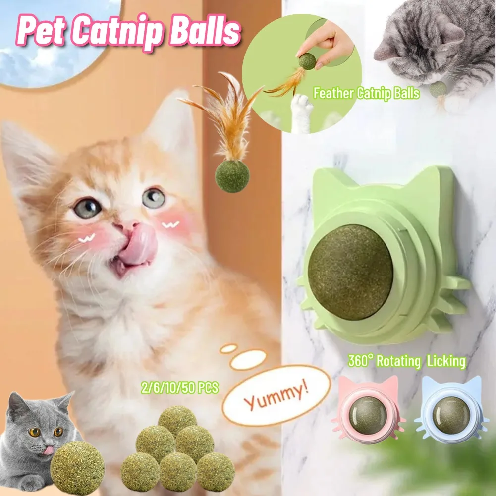 Natürliche Katzenminze Katze Wand aufkleben Ball Spielzeug Kratzer behandelt gesunde natürliche entfernt Bälle, um die Verdauung zu fördern Katzen gras Snack ﻿