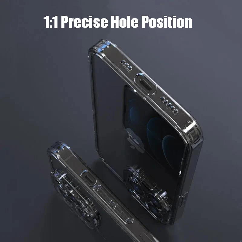 Transparent Tempered Glass Phone Case For iPhone 16 15 14 13 12 11 Pro Max Plus XR X XS 7 8 Shockproof Bumper Hard Clear Cover