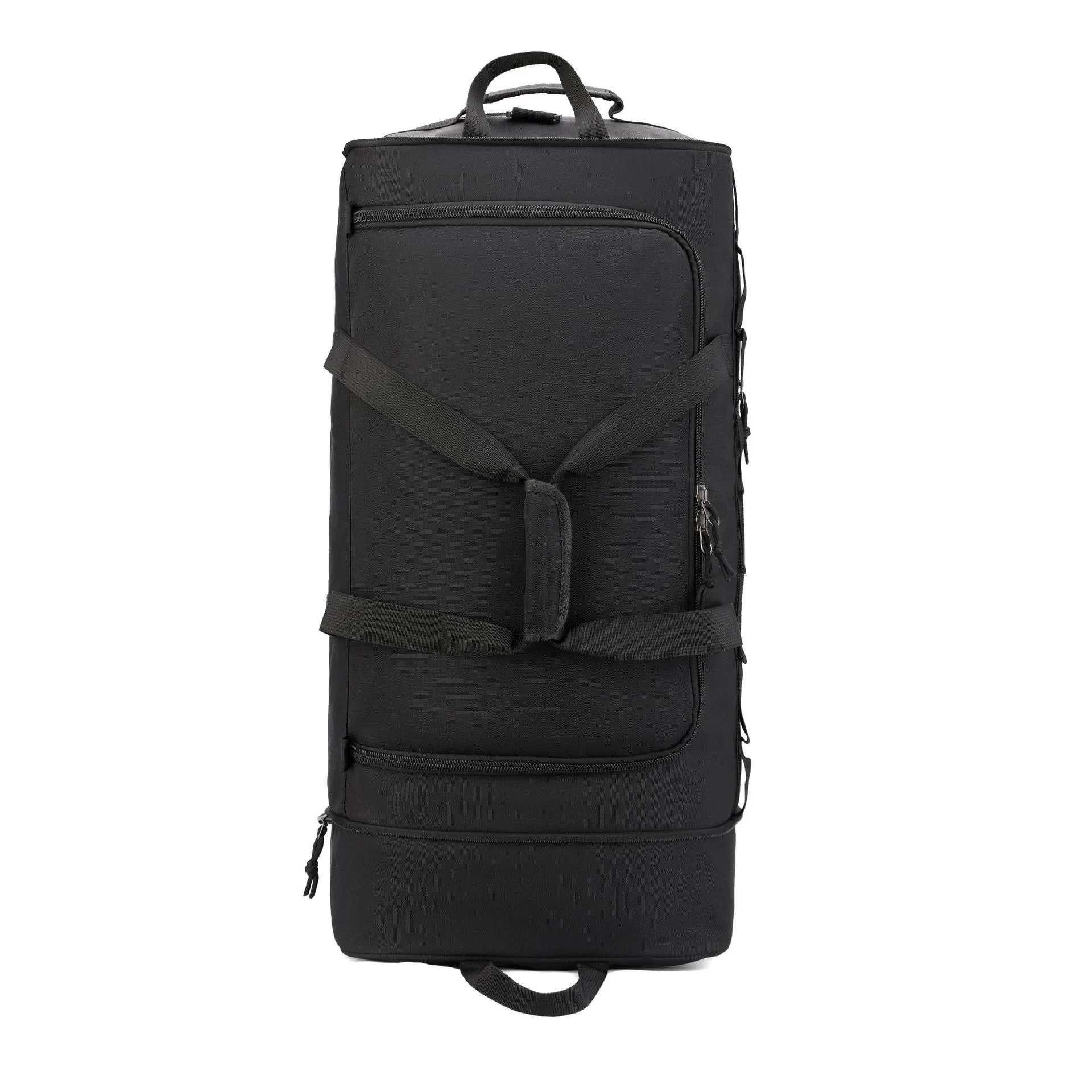 Foldable Expandable Travel Duffel Bag, Large Capacity Portable Luggage, Unisex Carry-on Rolling Shoulder Bag for Trip
