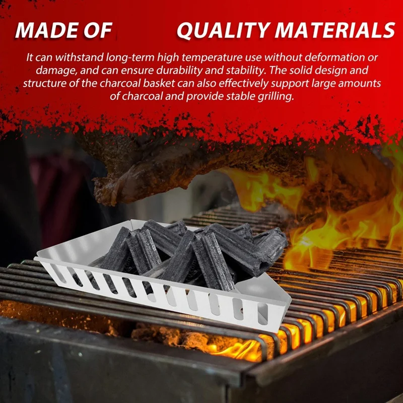 Charcoal Basket Char-Basket Wood Chip Holder For Outdoor Bbq Grilling Heat-Resistant Charcoal Briquette Holder