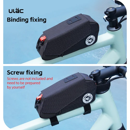 Imagen 2 del producto ULAC-bolsa triangular para bicicleta, bolsa para tubo frontal de cuadro de bicicleta, bolsa impermeable para ciclismo, paquete de herramientas, práctico bolsa de almacenamiento para bicicleta, accesorios