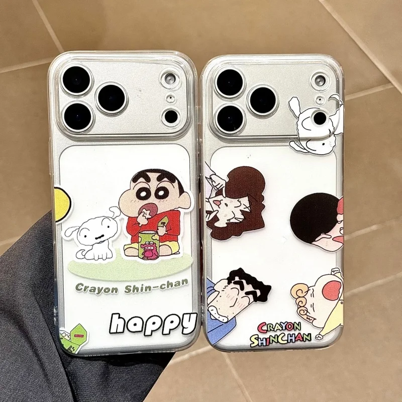 Милый чехол Shin-chan с карандашом для iPhone 11, 12, 13, 14, 15, 16, 17 Pro Max Plus Air mini Nohara Shinnosuke Shinchan, мягкий чехол