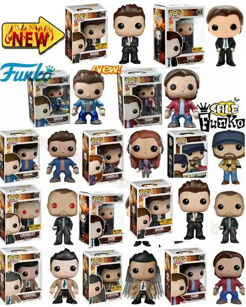 Funko Pop Supernatural Sam Winchester # 93 Dean # 94 Castiel # Asas de Anjo 95 Bobby # 305 Crowley # Figura Colecionável de Vinil 200, Presente