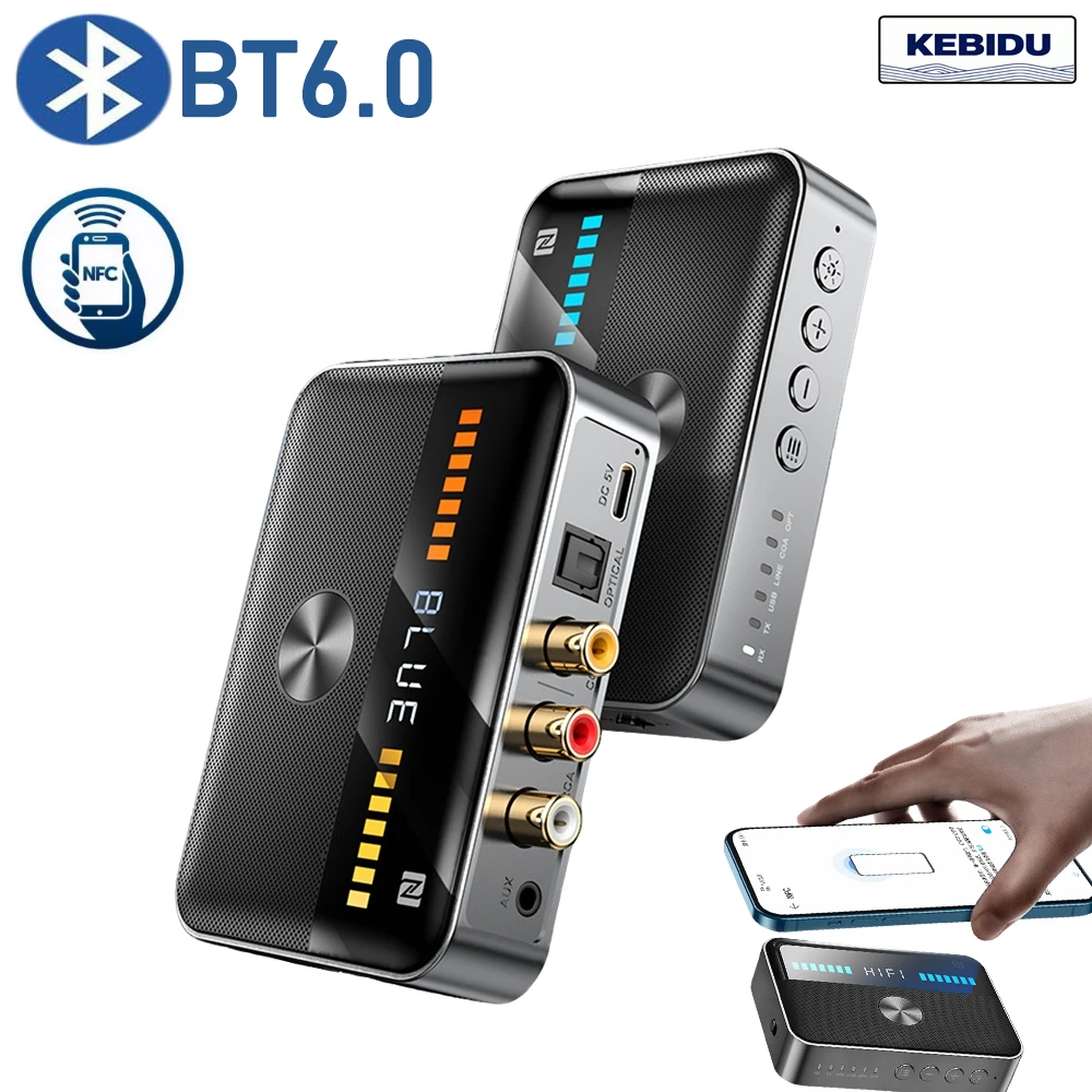 Bluetooth 6,0 Audio Adapter NFC Wireless Receiver Sender Koaxial Optische DAC Konverter HiFi Musik Player Für TV Auto Lautsprecher