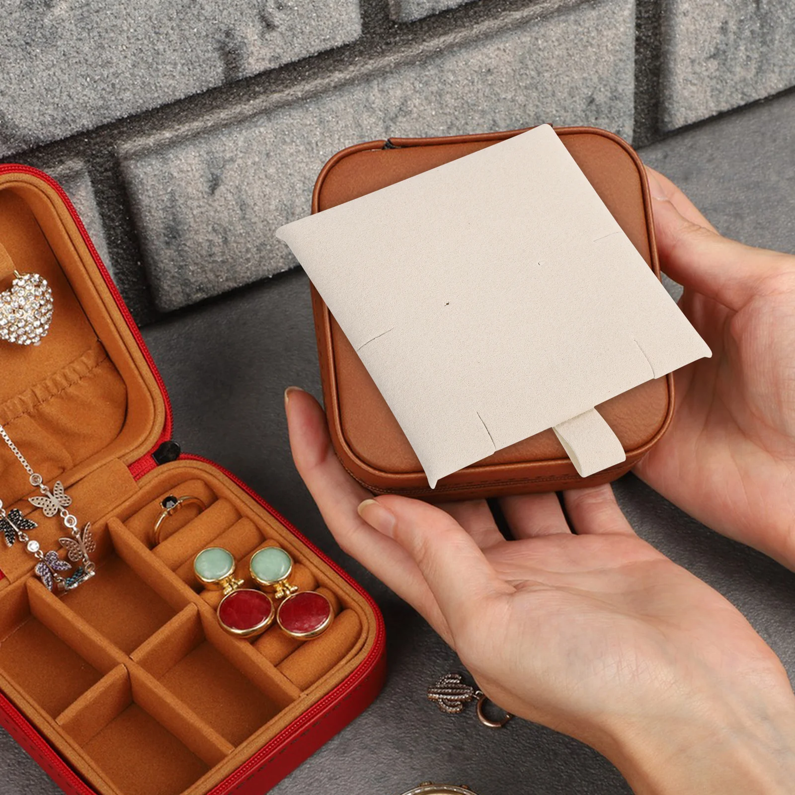 

10Pcs Jewelry Storage Organizer Inserts Slim Bag Liners Earring Pendant Display Tray Pads Travel Jewelry Organizer